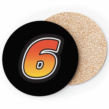 Discover Number Six 6 Gradient Yellow Orange 3 Stroke Coasters