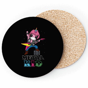 Discover Rocker Unicorn Guitar Metal Kid Music Heavy Rock Coasters