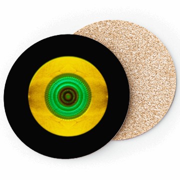 Discover Golden-Green Geometric Circular Pattern Coasters