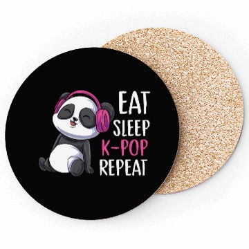 Discover Eat Sleep K-pop Repeat Panda bear korean music Coasters