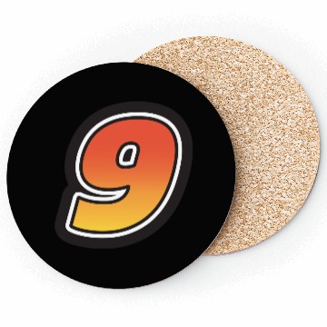 Discover Number Nine 9 Gradient Yellow Orange 3 Stroke Coasters