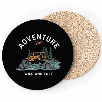 Discover Light Blue Illustration Adventure Coasters