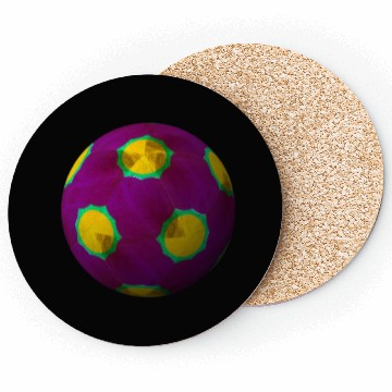 Discover Purple 3D Sphere with Green Symmetric Shape Coasters
