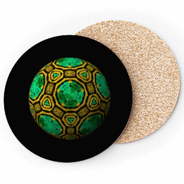 Discover Green 3D Sphere with Gold Symmetric Shapes Coasters
