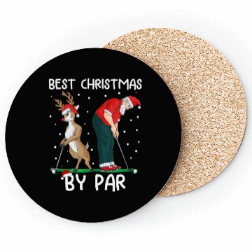 Discover Golf Reindeer Golfer Christmas Santa Claus Golfing Coasters