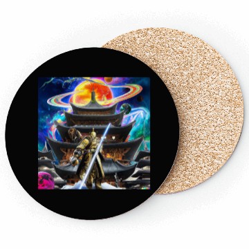 Discover Painting of a warrior fighting in an alien world. Coasters