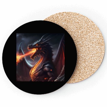 Discover Dark Fantasy fire breathing dragon version 2 Coasters