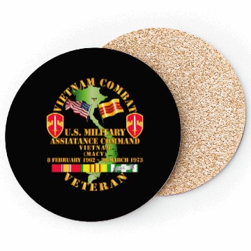 Discover Army Vietnam Combat Veteran US Military Asst Cmd V Coasters