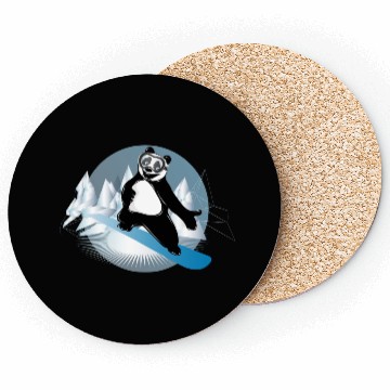 Discover cool panda bear is snowboarding in the mountains Coasters