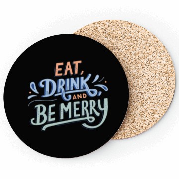 Discover Black Vibrant Typography Merry Christmas Coasters