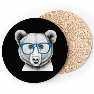 Discover Bear with Blue glass Coasters