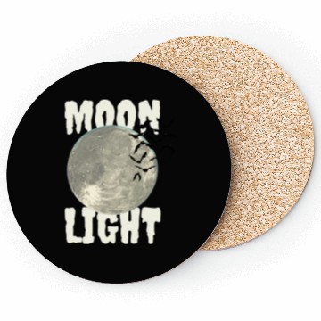 Discover Dark Green Illustrated Moon Light Bat Coasters