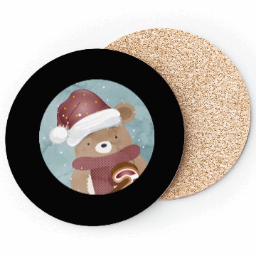 Discover cute bear for christmas with christmas hat Coasters