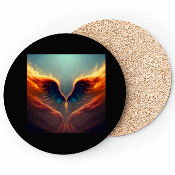 Discover Mashup Epic Wallpaper Flaming Angel Wings Coasters
