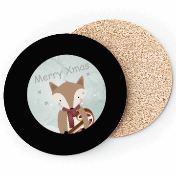 Discover cute fox for Christmas with candy cane Coasters