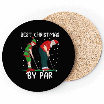 Discover Golf Elf Golfer Christmas Santa Claus Golfing Coasters