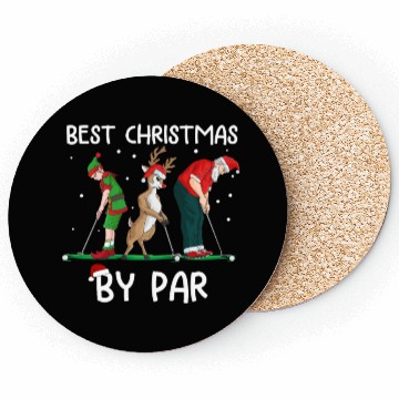 Discover Golf Elf Golfer Christmas Santa Claus Golfing Coasters
