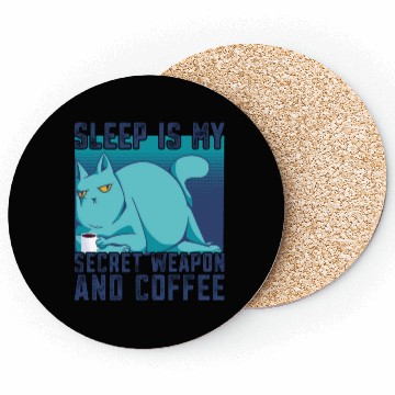 Discover Cat Drinking Coffee Tired I Need Coffee Coasters