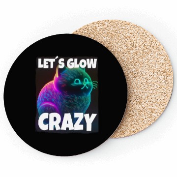 Discover Lets Glow Crazy Cat Kitten Fluffy Cat Coasters