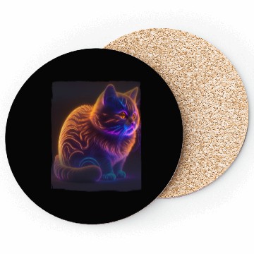 Discover Lets Glow Crazy Cat Kitten Fluffy Cat Coasters