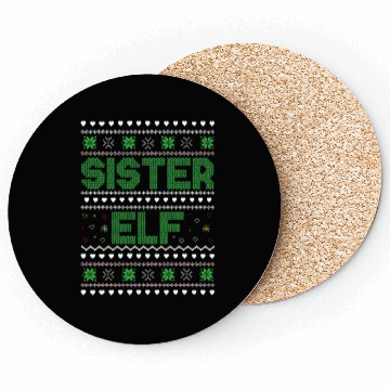 Discover Sister Elf funny ugly christmas Coasters