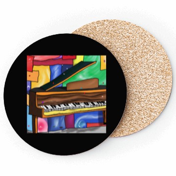 Discover A beautiful piano in front of a colorful art Coasters