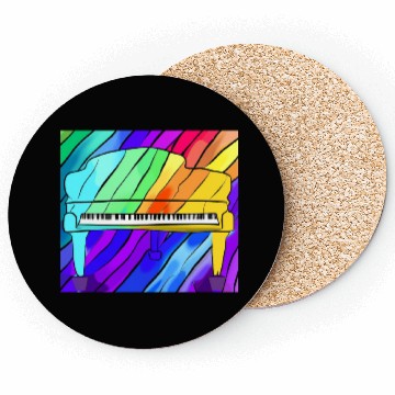 Discover piano in front of a colorful rainbow Coasters