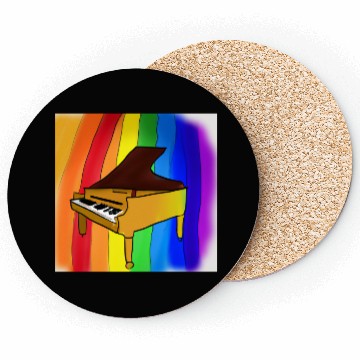 Discover piano in front of a colorful rainbow Coasters