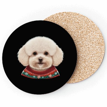 Discover Festive Bichon Frise in a Christmas Sweater Coasters