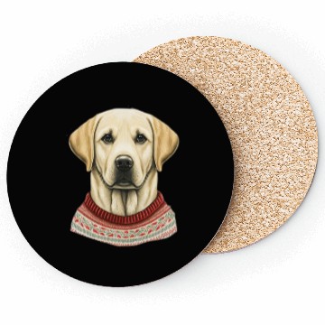 Discover Festive Labrador Retriever in a Christmas Sweater Coasters