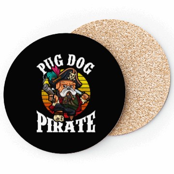 Discover Pug Pirate Dog Coasters