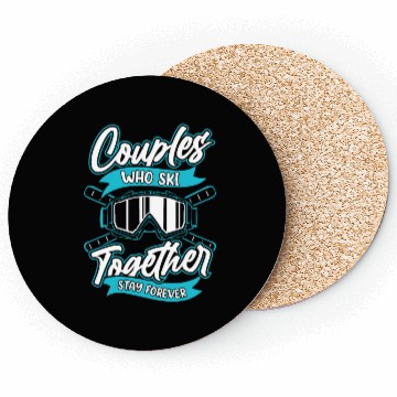 Discover Skiing Skier Couple Coasters