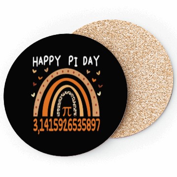 Discover Happy Pi Day Mathematic Math Leopard Rainbow Coasters