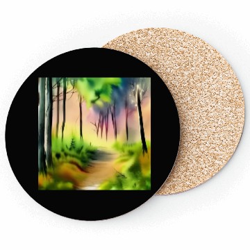Discover Water color green forest Coasters