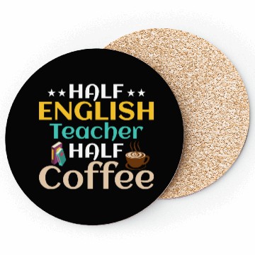Discover Half English Teacher Half Coffee Language Grammar Coasters