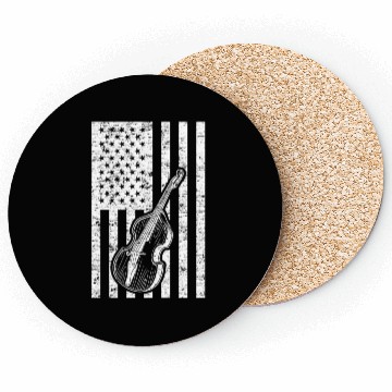 Discover Double Bass Instrument US Flag Double Bass Coasters