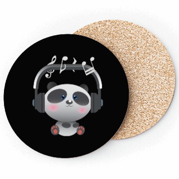 Discover Cute Panda listening music Coasters