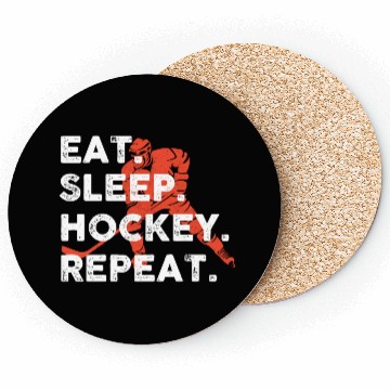 Discover Eat Sleep Hockey Repeat Hockey Funny Ice Hockey Coasters