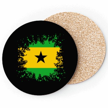 Discover Sao Tome And Principe Flag Paint Splatter Coasters