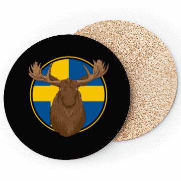 Discover Sweden Flag Sverige Moose Coasters