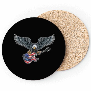 Discover Guitar Eagle USA Flag Patriotic Guitar Lovers US Coasters
