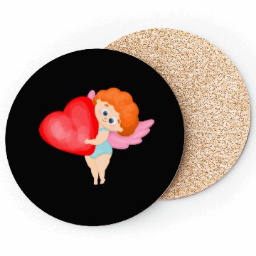 Discover Lovely cupids. Cupid with a red heart Coasters