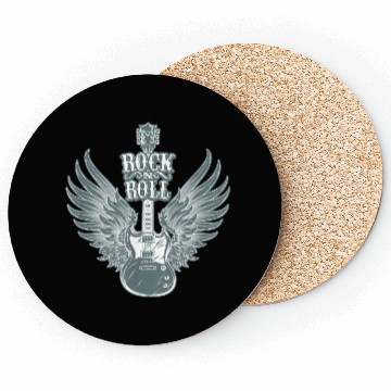 Discover Rock N Roll Angel Wings Music Guitar Player Coasters