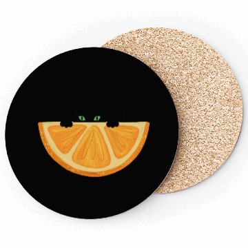 Discover Are You see Me? Black Cat Hiding Behind Orange. Coasters