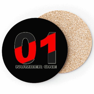 Discover NUMBER 01 BLACK AND RED COLOR Coasters