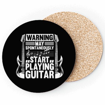 Discover Guitar Player Warning May Spontaneously Start Play Coasters