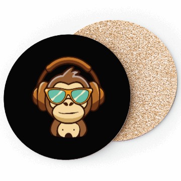 Discover cute music monkey with headphones Coasters