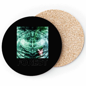Discover Green forest mandala black Coasters