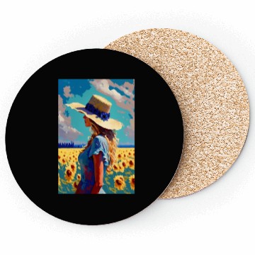 Discover Sunflower girl summer Coasters