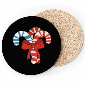 Discover Candy Cane Christmas Bow Coasters